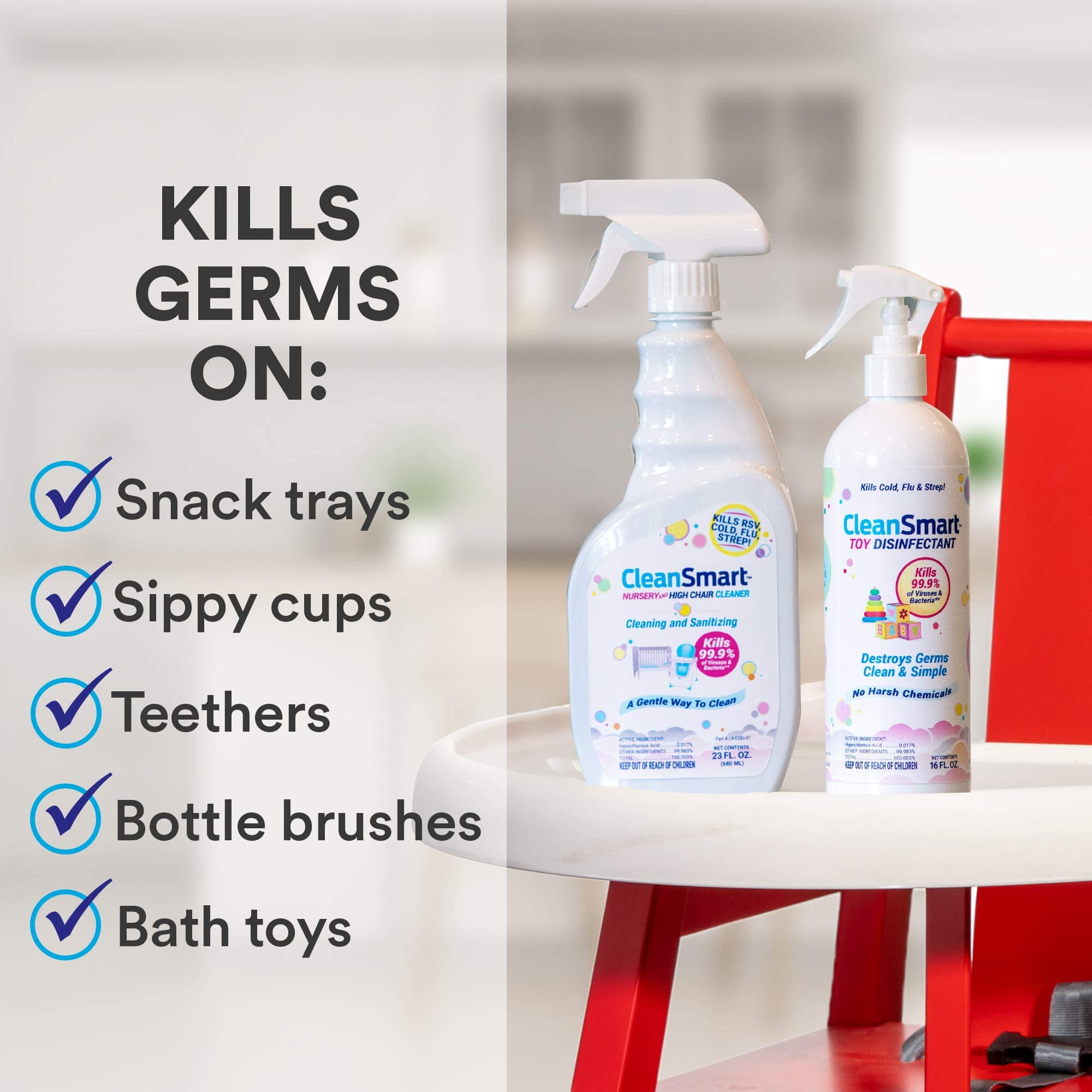 CleanSmart Toy Disinfectant Spray, 16 oz, Pack of 2, Safe for Toys