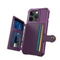 thumbnail image 4 of for iPhone 16 Pro Case with Credit Card Holder, Magnetic Back Flip Case PU Leather Wallet Cover for Women Men, All-Round Shockproof Rugged Protective Phone Case for iPhone 16 Pro, Purple, 4 of 7