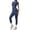 Navy, variant on Telankuip 2 Piece Workout Sets for Women Solid Color Slim Fitted Breathable Athletic T-Shirt and High Waist Leggings Stretchy Comfy Seamless Yoga Running Gym Outfits 2026 White XL