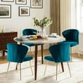 thumbnail image 6 of Home Velvet Dining Chairs Set of 2 Upholstered Wingback Accent Side Chairs Metal Legs Living Room Kitchen Teal, 6 of 8