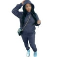 thumbnail image 1 of UKAP Ladies Two Piece Outfit Drawstring Tracksuit Sets Hooded Neck Jogger Set Athletic Sports Sweatshirts And Sweatpants Navy Blue S, 1 of 4