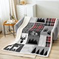 thumbnail image 2 of Rustic Farmhouse Throw Blanket Queen Size, Deer Patchwork Sherpa Blanket Teen Adult Women, Retro Plaid Grid Fleece Blanket Country Bohemian Arrows Flannel Blanket, Black Red Grey, 2 of 4