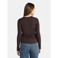 thumbnail image 2 of No Boundaries Ribbed Crewneck Tee with Long Sleeves, 1 or 2-Pack, Women's & Women's XXS-XXL, 2 of 4