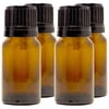 Amber Glass Bottle - 10 ml (1/3 fl oz) w/ Euro Dropper & Tamper-Evident Cap - Pack of 4