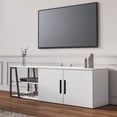 thumbnail image 5 of Manzoni TV Stand for TV 60 inches | 2 Drawers, Open Shelves and Metal Frames | White Finish, 5 of 8