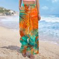 thumbnail image 5 of PiGOGI Women's Printed Elastic Waist Casual Pants - Loose Fit Pocket Trousers for Everyday Wear Orange XL, 5 of 6