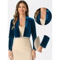 thumbnail image 2 of DARING DIVA Women's Long Sleeve Open Front Velvet Cropped Shrug S Peacock Blue, 2 of 6