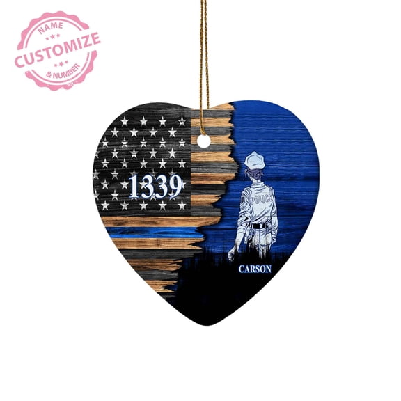 Lazaofficial Personalized Christmas Ornaments, Custom Name Ornaments, Personalized Police Ornament, Police Officer Christmas Ornament