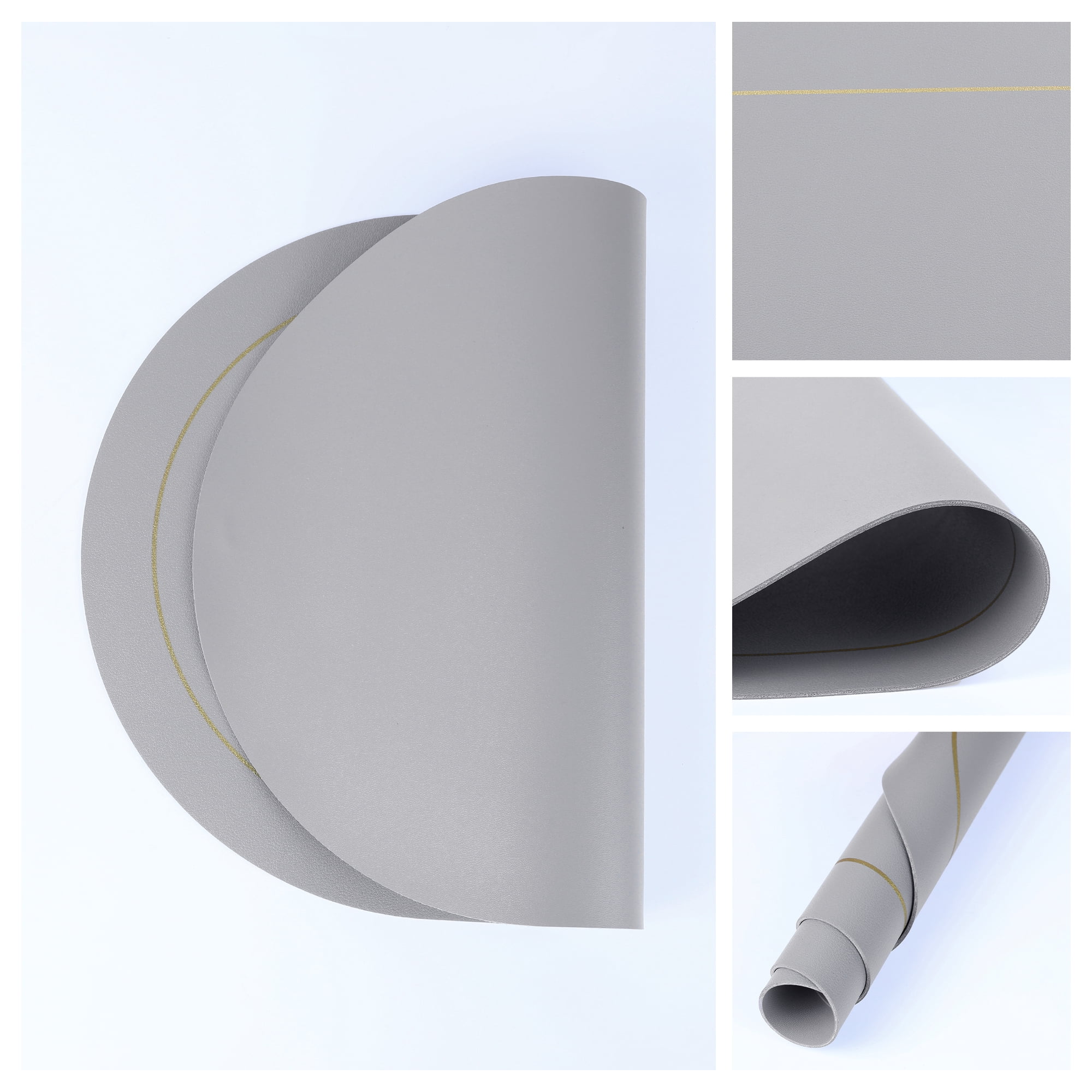 Unique Bargains Set of 6 Faux Leather Placemats Gray