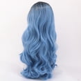 thumbnail image 4 of Cabello largo y rizado con degradado negro y azul para mujeres, rizos de seda de alta temperatura con raya al medio, 4 of 4