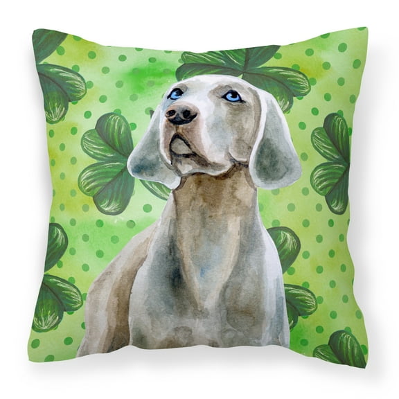 Carolines Treasures BB9848PW1414 Weimaraner St Patricks Fabric Decorative Pillow