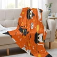 thumbnail image 6 of 70x55 Inches Glow in The Dark Blanket Cozy Throw Camping Blankets for Home and Outdoor Use Cartoon Cats in Witches' Hats, 6 of 8