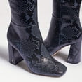 thumbnail image 4 of Sam Edelman Clarem Dark Blue Snake Zip Block Heel Almond Toe Knee High Boots (Dark Blue, 6), 4 of 4