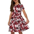 thumbnail image 4 of Uourmeti Short Sleeve Casual Dress 2-14 Years Old Flowy Comfortable Girls Short Sleeve Dress 1 pc,Hawaiian Hibiscus Floral Print, 4 of 6