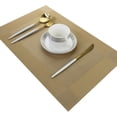 thumbnail image 6 of Set of 4 Table Placemats Mats Washable Easy to Clean Woven Vinyl Table Mats for Kitchen Table Woven 12x18 inches（Gold）, 6 of 13