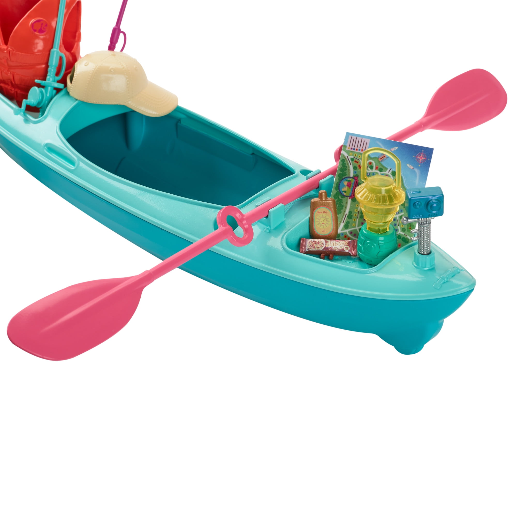 Barbie World Kayak Surf Playset with 17 Camping Accessories Including Kayak Boat Surfboard More Multicolor 12.17 in Walmart