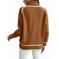 thumbnail image 6 of Fall Sweaters for Women Trendy Cute Cozy - Long Sleeve Colorblock Knitted Pullover Tops Dark Brown S, 6 of 9