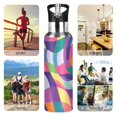 thumbnail image 7 of Yayeee 33oz Insulated Water Bottle Double Wall Stainless Steel with Flip Straw Lid, Colorful Wavy Pattern, 7 of 7