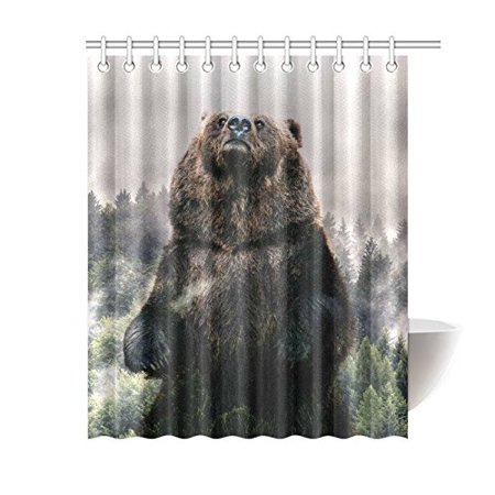 Pop Misty Forest Home Bath Decor Bear Pine Forest Shower Curtain Bathroom Sets 60x72 Inch Walmart Canada