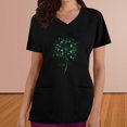 thumbnail image 2 of lcziwo St Patricks Day Scrub Tops for Women 2025 Fashion Shamrock Print Irish Shirts Summer Casual V Neck Short Sleeve Scrubs with Pockets Black XXL Holiday Sales, 2 of 5