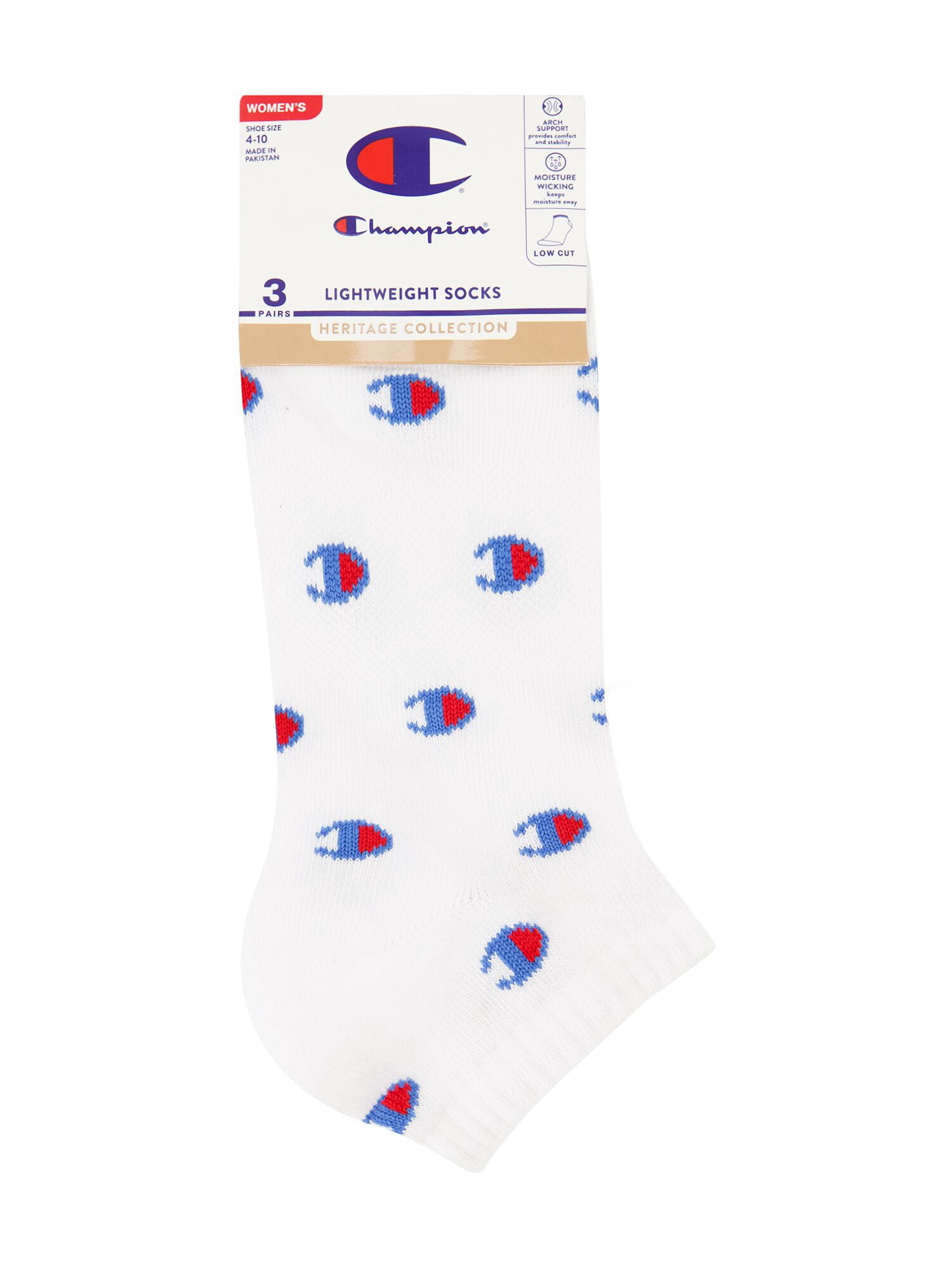 Champion Women’s Heritage Collection Lightweight Low Cut Socks, 3 Pack, Sizes 4-10