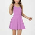 thumbnail image 6 of Toddler Girls Short Sleeve Dresses KkSLirnhs Children's Summer Solid Self Cultivation and Leisure Sports Dress for Girls Sleeveless Round-Neck Dress for Kids 4-5Years Purple, 6 of 8