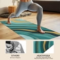 thumbnail image 4 of Teal Marble Gold Wave Pattern Hot Yoga Mat Towel Non Slip for Hot Yoga - Quick-Drying Yoga Mat Cover with 4 Corner Pockets with Travel Bag - Hot Yoga Towel Non Slip 74"x26", 4 of 6