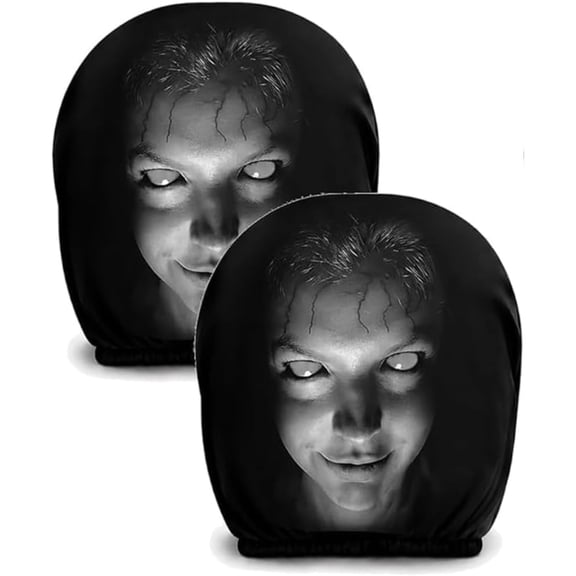 2PCS Scary Headrest Covers For Cars, Scary Face Headrest Covers Universal Elastic Auto Seat Protector