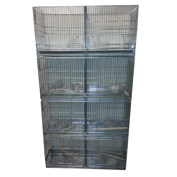 4 of Stainless Galvanized Steel Stackable Double Breeding Breeder Flight Bird Cage with Center Dividers Side Breeding Nest Doors Quail Aviaries Canaries Finches