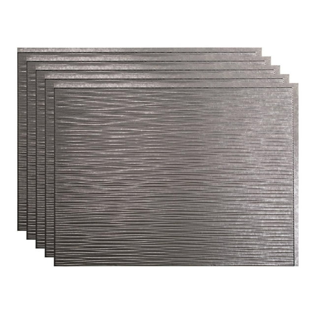 FASÄDE Ripple Galvanized Steel 18in x 24in Decorative Vinyl Backsplash Panel (5 Pack)