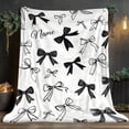 thumbnail image 2 of Personalized Name Minimalist Black White Bow Throw Blanket, Lightweight Cozy Warm Digital Print Fabric, for Sofa/Travel/Camping/Living Room/Office/Chair, Home Bedding, 2 of 11