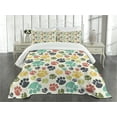 thumbnail image 3 of Ambesonne Dog Lover Quilted Bedspread Set 3 Pcs, Hand Drawn Paws, Queen Size, Multicolor, 3 of 5