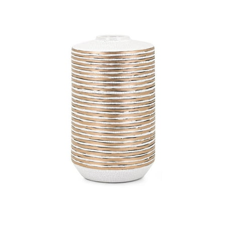 10.5” White Crackled Copper Sheet Banded Indoor Small Vase