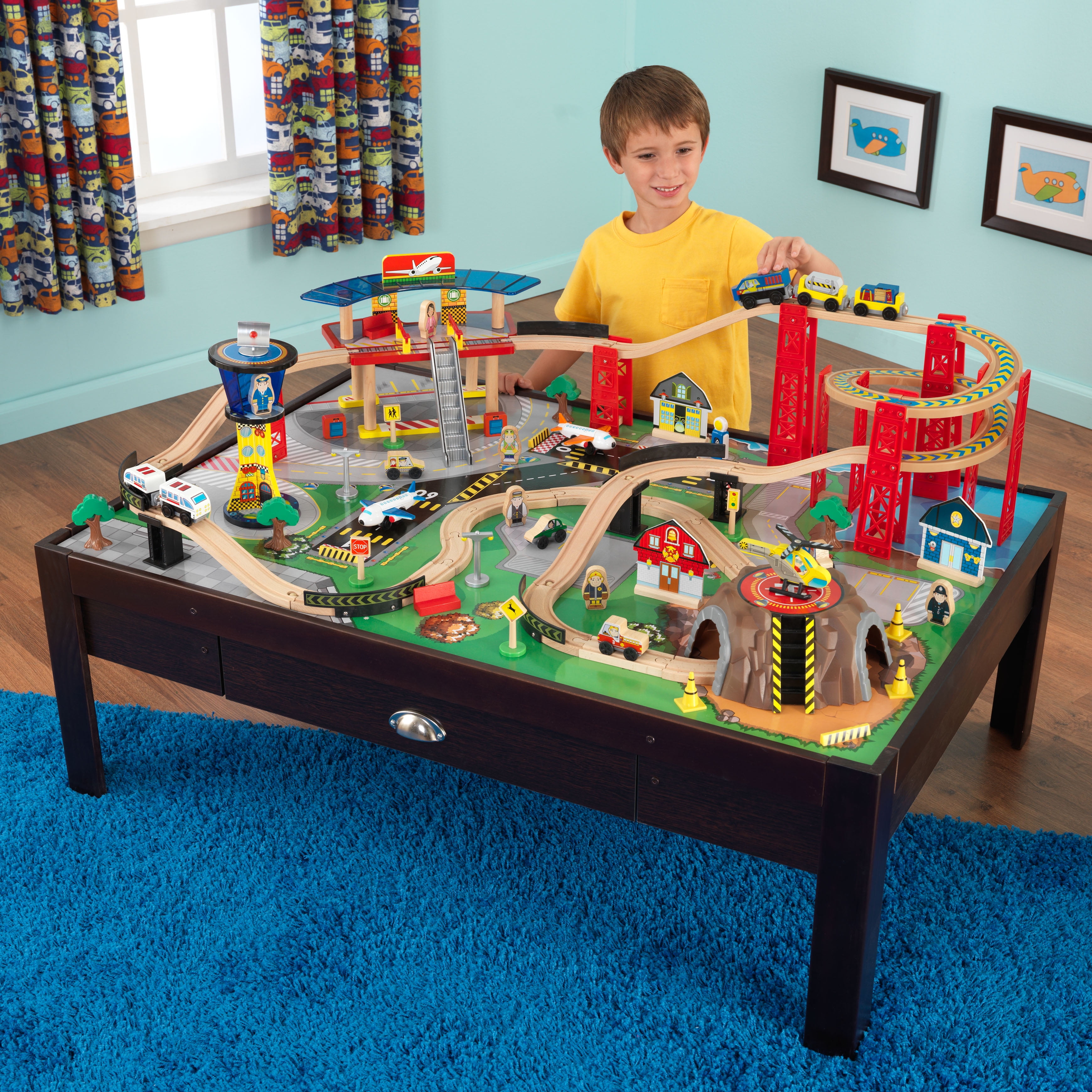 Kids Activity Table Wooden Train Set Toddler Toys Boys Arts Crafts ... Kids Activity Table Wooden Train Set Toddler Toys Boys Arts Crafts ...