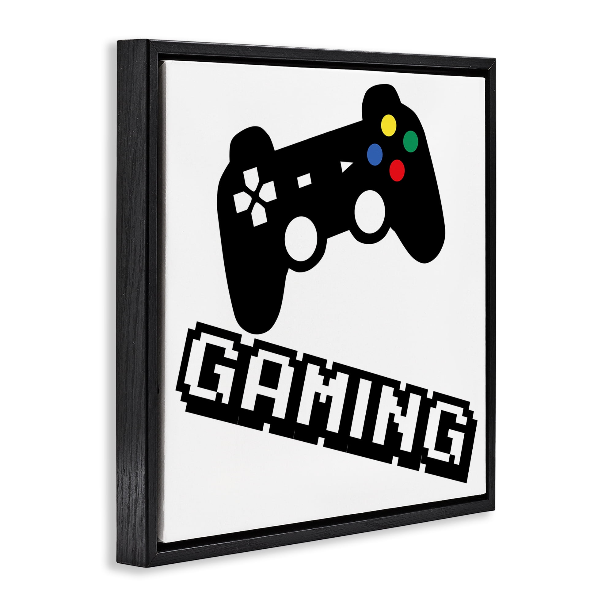 Stupell Industries Playful Pixel Gaming Black Framed Floater Canvas Wall Art, design by Marcus Prime