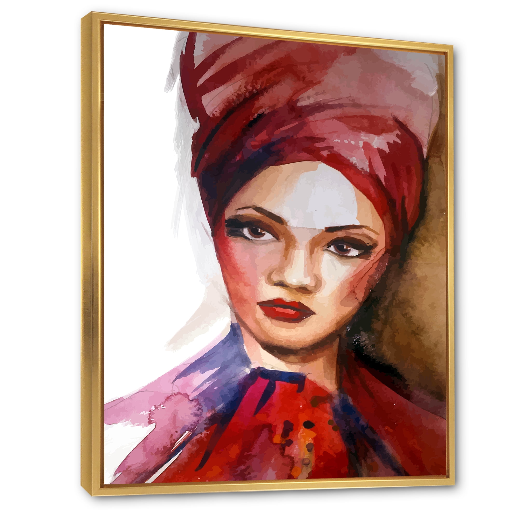 Designart 'Portrait of Young African American Woman I' Modern Framed Canvas Wall Art Print