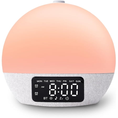 Sunrise Alarm Clocks White Noise Sound Machine with 25 Soothing Sounds, 17 Night Lights, Bluetooth Speaker Wake Up Light Alarm Clock for Bedrooms, Heavy Sleepers, Baby, Kids