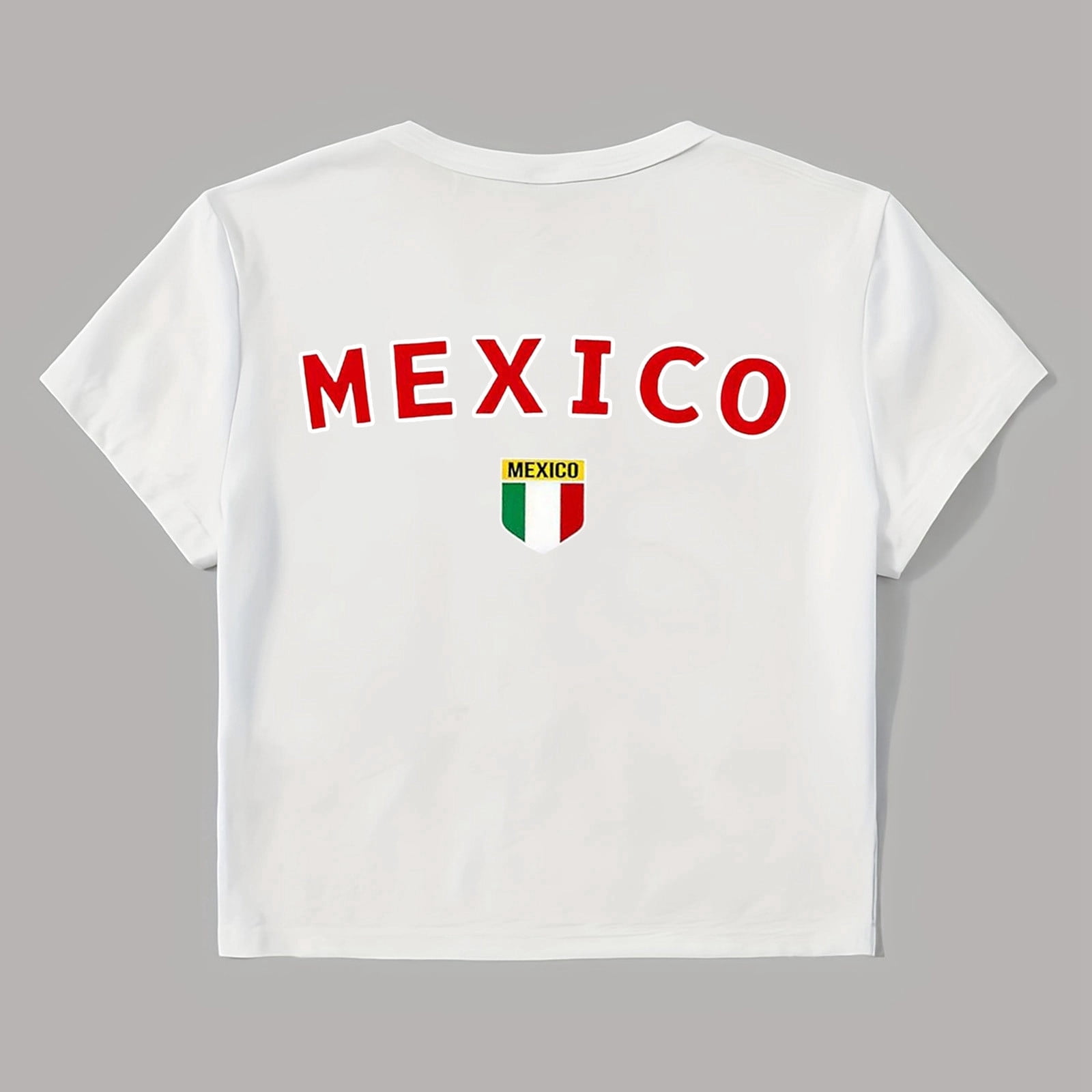 Bibifish Womens Tshirts Sweet Chic Mexico Letter Printed Slim Fit Cropped Crew Neck Short Sleeve T Shirts Summer Daily Streetwear Sexy Tops