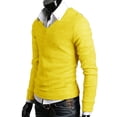 thumbnail image 2 of Aozrynl Men's Casual Long Sleeve V-neck Knitted Pullover Jumper Sweater Shirt Tops, 2 of 2