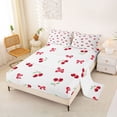 thumbnail image 2 of Manfei Sweet Cherry Bow Full Size Sheets For Kids,Kawaii Cherry Bed Sheets For Bowknot Lover,4-Piece, 2 of 6
