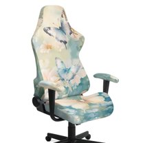Xoenoiee Butterfly Flower Print Gaming Chair Cover, Soft Gaming Chair Slipcovers for Office, Soft Spandex Gaming Chair Slipcovers with Armrest Covers for Office Chair, Computer Chair
