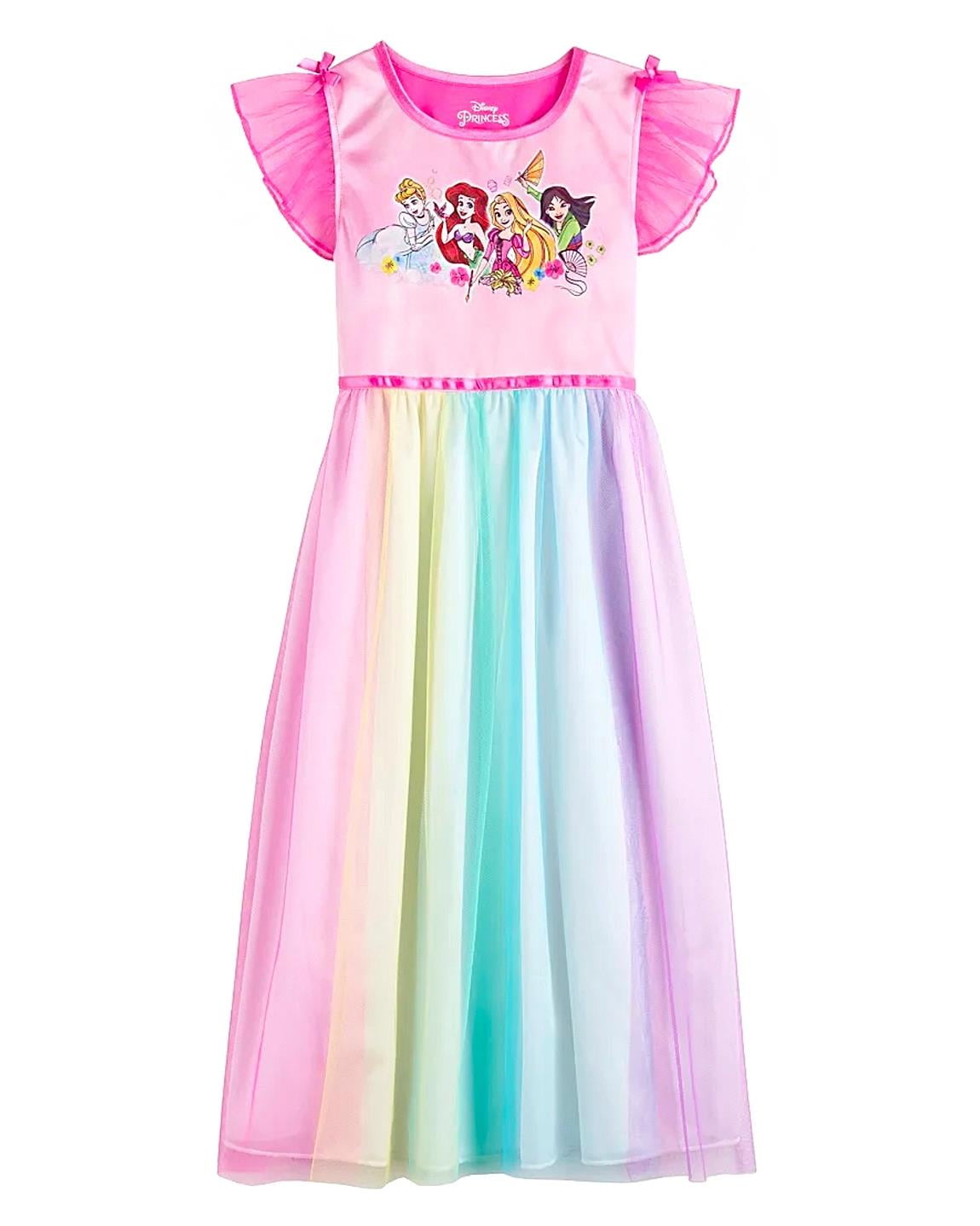 Disney Frozen Big Girls Nightgown Sleepshirt, Female 2T8, Rainbow