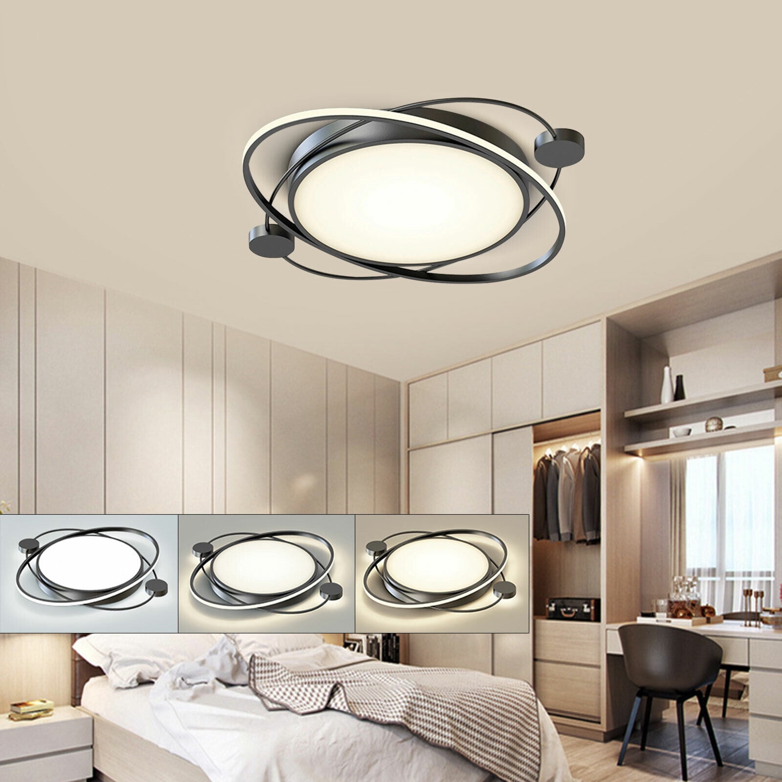 Remote Control Modern LED Ceiling Light Fixture Flush Mount Dimmable Pendant Lamp 28W