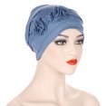 thumbnail image 5 of Chemo Headwear for Women Flower Pleated Beanies Stretch Elastic Turbans Soft Cancer Hats Head Coverings Scarf Blue One Size, 5 of 7