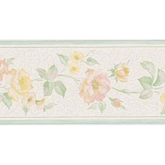 879833 Narrow Connect-The-Dots Floral Wallpaper Border Green b3365