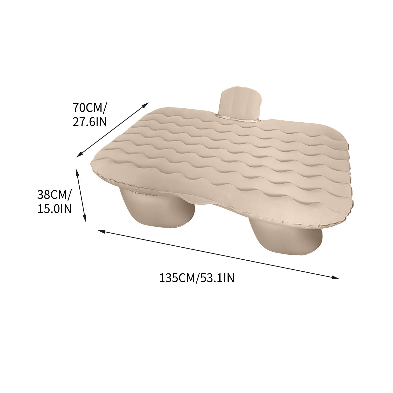 Inflatable Car Bed for Rear Seat with Anti-Fall Design and Double-Layer Leak-Proof Valve, Full-Size Travel Mattress with Pump Pillow for Road Trips Camping Family Use