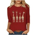thumbnail image 2 of LEKWK Teacher Shirts Xmas Crew Neck 3/4 Sleeve Tops Elegant Christmas Tops for Women Workout Vintage Santa Shirts for Women, 2 of 5