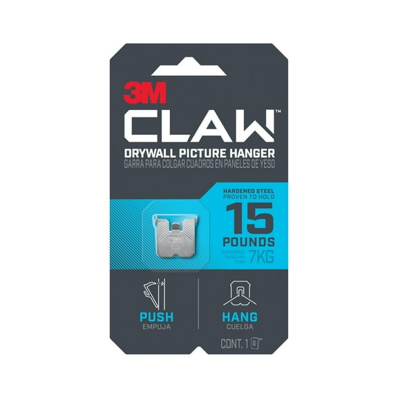 3M CLAW Drywall Picture Hanger, Holds 15 lbs, 1 Hanger/Pack