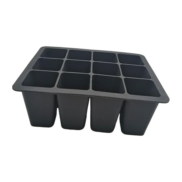 Reemplazo de la bandeja de inicio de silicona de 12 celdas con orificios de drenaje Medidas 7 X 5.5 X Negro Cola macetas de plántulas