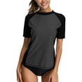 thumbnail image 1 of Charmo Women Short Sleeve Rashguard Swimsuit Colorblock Swim UV Shirts, 1 of 7